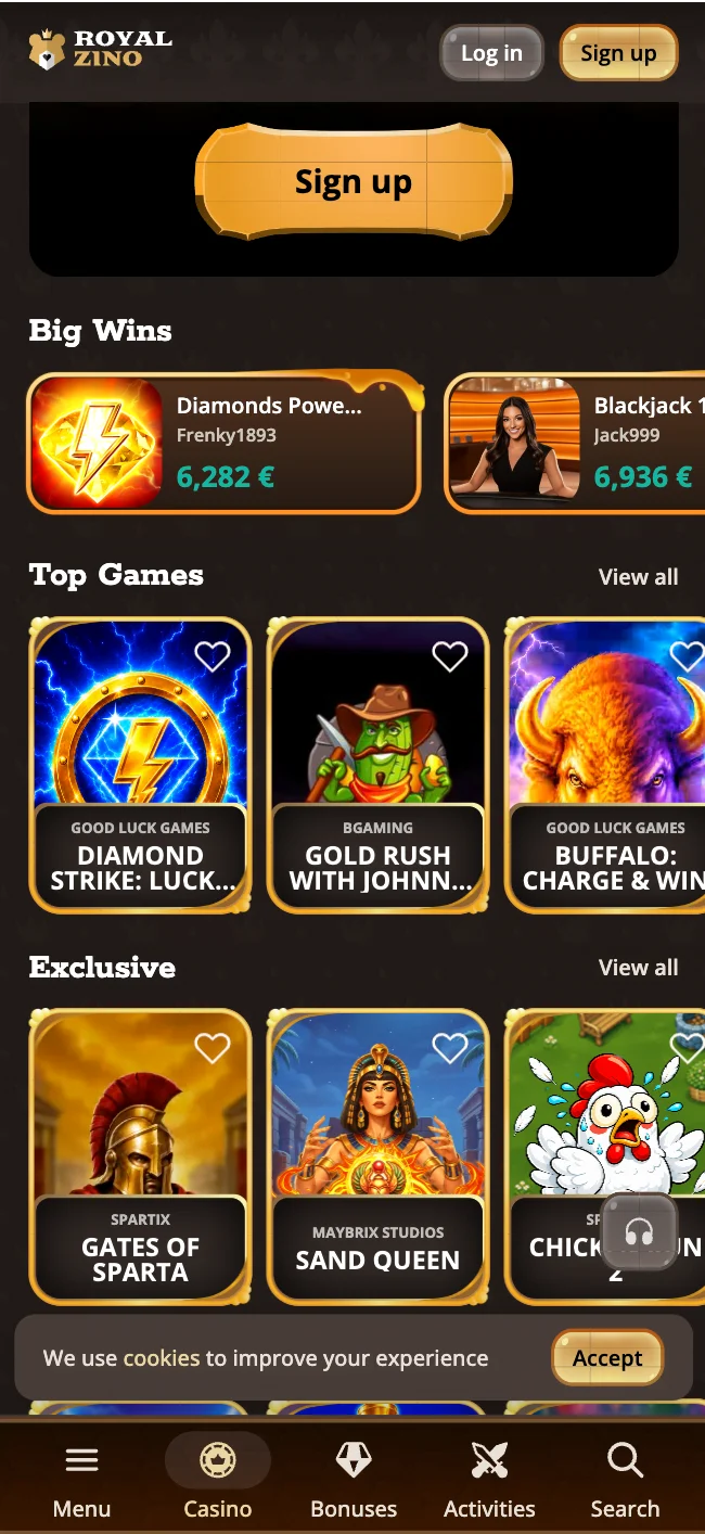 App de Royalzino Casino